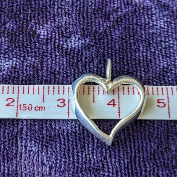 Silver Asymmetric Open Heart Minimalist Pendant - Picture 6 of 7